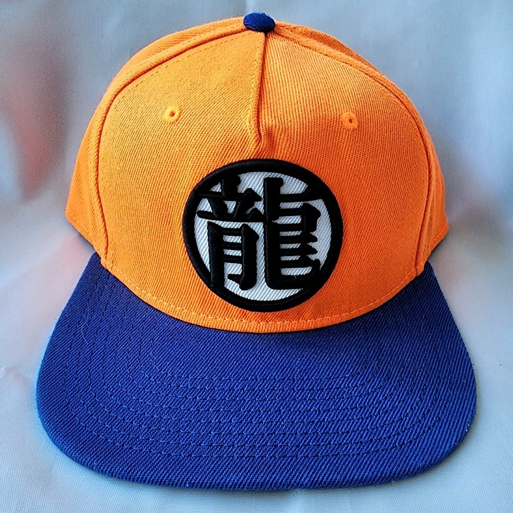 Dragon Ball Z Original DBZ Anime Snapback‎ Embroidered Kanji Orange Blue Retro